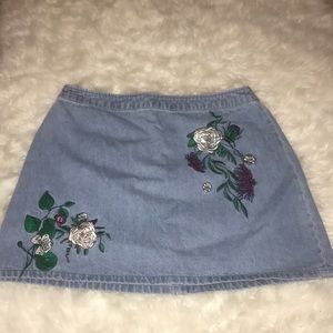 Light denim skirt with beautiful embroidery